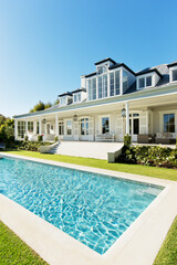 Luxury house, porch and swimming pool