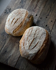 home made sourgough bread scoring