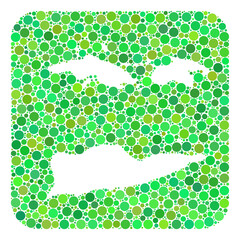 Map of American Virgin Islands mosaic created with rounded rectangle and hole. Vector map of American Virgin Islands mosaic of circle spots in different sizes and green color tints.