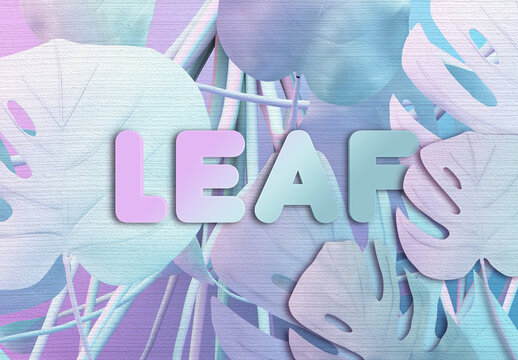 Pastel Color Leaf Style Text Effect Mockup