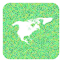 Fototapeta premium Map of North America and Greenland mosaic created with rounded rectangle and subtracted shape.