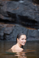 Fototapeta premium Woman swimming in pool