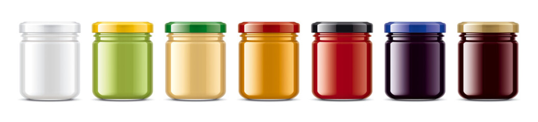 Set of Glass Jars Mockup. 