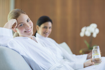 Women relaxing together in spa