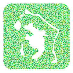 Map of Bora-Bora mosaic created with rounded rectangle and hole. Vector map of Bora-Bora mosaic of spheric dots in different sizes and green color tints.