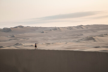 woman walking in the middle of the desert