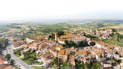 Fototapeta na wymiar aerial view of the town of cerreto guidi florence tuscany