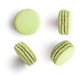 Set of green french macarons