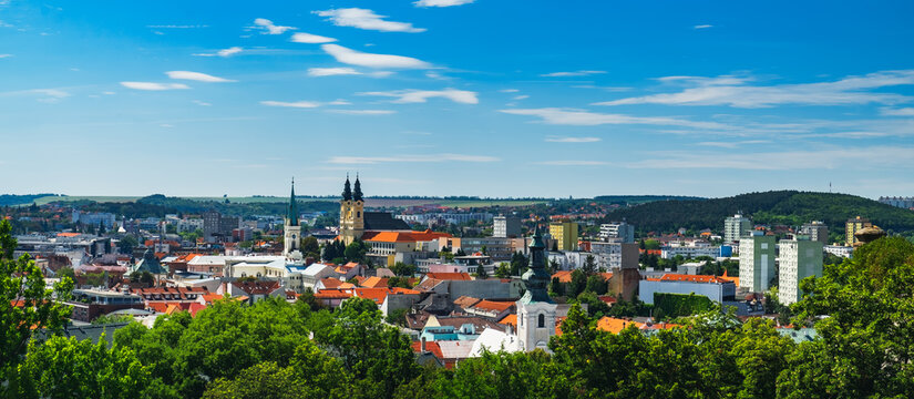 City Nitra, Slovakia. View of Town Hall, old city and red roofs. Tourist destination