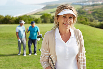 Senior friends on golf course