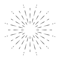Obraz premium Sunburst Sun Ray Vector, Hipster Black Sunburst Shine Design, Vintage Black Radial Art, Retro Hand Drawn Illustration
