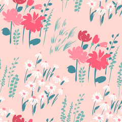 Floral abstract seamless pattern. Vector design for different surfases.