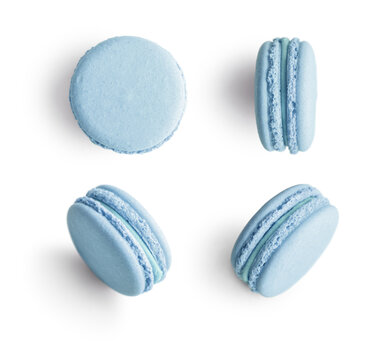 Set of blue french macarons