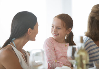 Family eating together at table