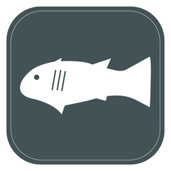 Fish icon, symbol, gray, vector