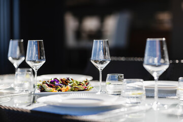 Place settings on elegant dining table