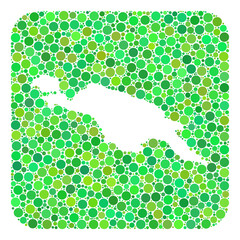 Map of New Guinea Island collage formed with rounded rectangle and cut out shape. Vector map of New Guinea Island collage of dots in different sizes and green color hues.