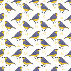 blue birds lined geo dot white background design