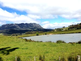 mountain landscape with lake