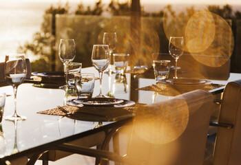 Set table in dining room