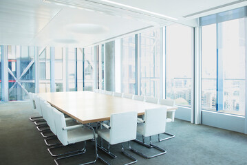 Empty meeting table in office