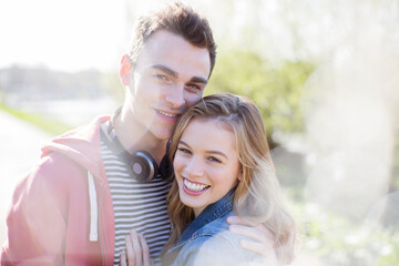 Fototapeta premium Couple smiling together outdoors