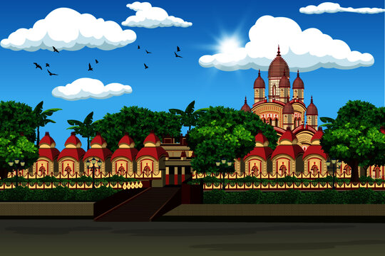 Illustration Vector art of Dakshineswar kali temple