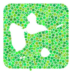 Map of Guadeloupe collage created with rounded rectangle and stencil. Vector map of Guadeloupe composition of round dots in variable sizes and green color tones.