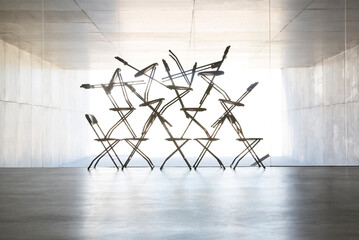 Fototapeta na wymiar Silhouette of office chair installation art