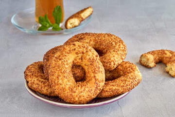 Traditional middle eastern cookies sesame rings, kandil, kaek.