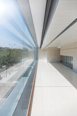 Sun shining on windows of modern building