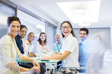 Fototapeta premium Business people smiling in meeting