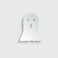paper ghost icon Halloween cartoon scary ghost