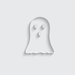 paper ghost icon Halloween cartoon scary ghost