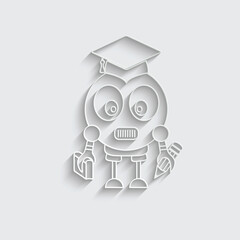 paper robot scientist icon, robot student icon black vector 