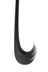 Black hair isolated on white background. Long ponytail