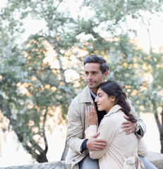 Fototapeta premium Couple hugging in park