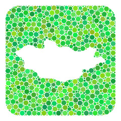 Map of Mongolia mosaic designed with rounded rectangle and cut out shape. Vector map of Mongolia collage of circle elements in different sizes and green color tones.