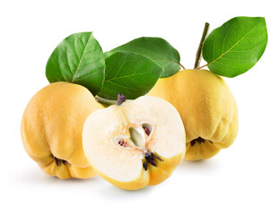 group of tasty quinces isolated on a white background