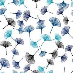 Dark BLUE vector seamless abstract background with leaves.