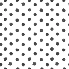 Photo sur Plexiglas Polka dot Ornement sans couture blanc dans le cercle noir des traits de peinture épais rugueux