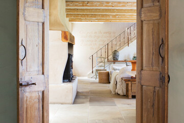 Living room in rustic house