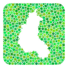 Map of Champagne Province mosaic created with rounded rectangle and stencil. Vector map of Champagne Province composition of spheric blots in various sizes and green shades.