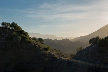 View of sunny mountain landscape