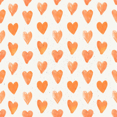Seamless pattern of hand drawn red hearts