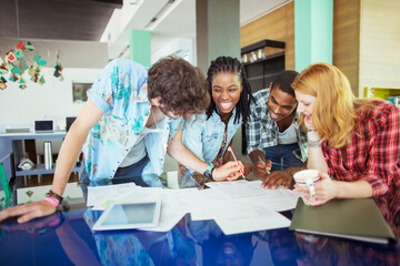 People working together in cafe