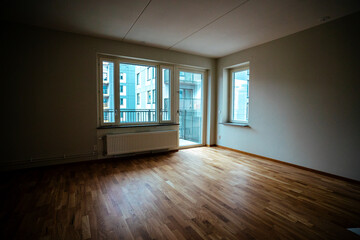 Empty interior room in a new house, wood floor