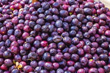 Olives. Fresh raw black olives piilled up. Perfect organic