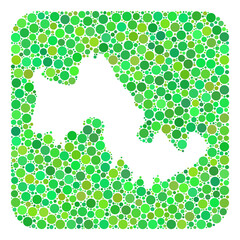 Map of Tilos Island mosaic created with rounded rectangle and cut out shape. Vector map of Tilos Island mosaic of circles in various sizes and green color hues.