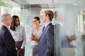 Business people talking in office building